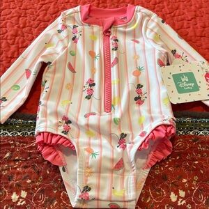 Disney Baby Pink and White Striped Swimsuit